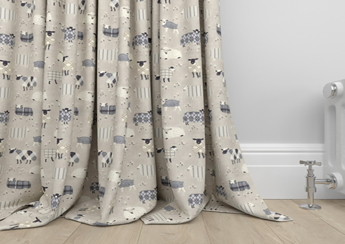 Baa Baa, Charcoal - Made to Measure Curtains - Image 6